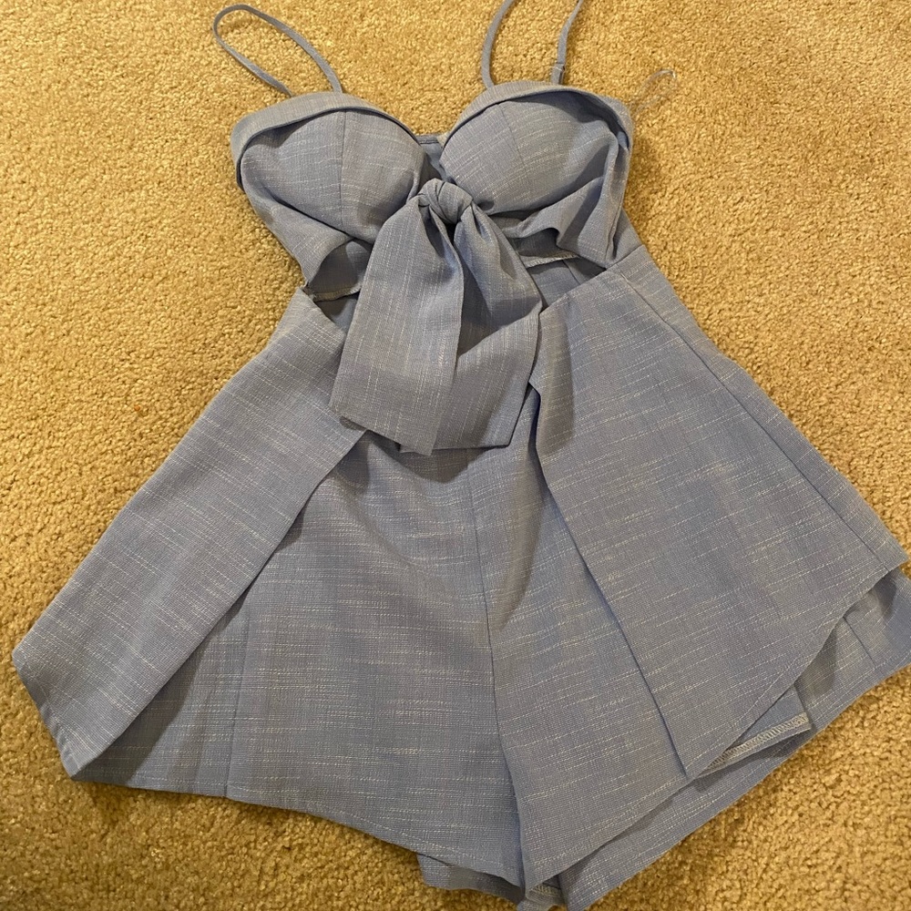Blue romper with tie